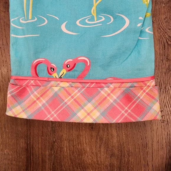 Nick & Nora Flannel Pajama Bottoms Flamingo Dragonfly Lilly Pad Plaid size Med - Picture 10 of 10